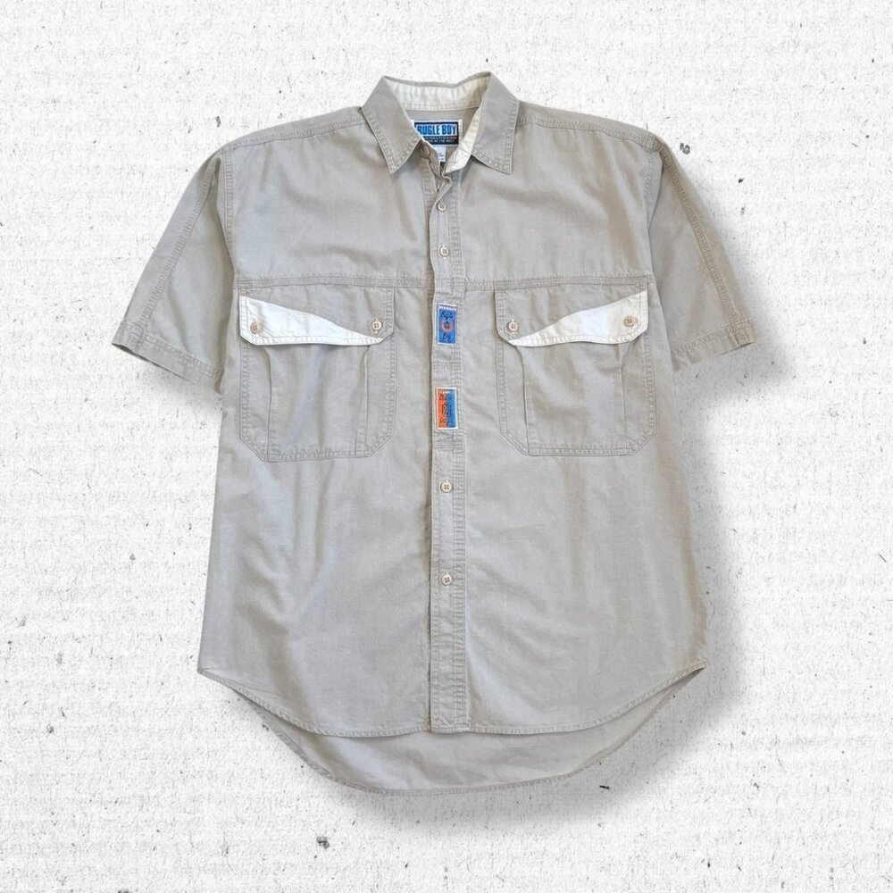 Vintage Bugle Boy Tan Short Sleeve Western Button Up